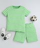 BABY NATION Cotton Half Sleeves Striped Coordinating Tee & Shorts Set - Green