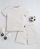 BABY NATION Cotton Half Sleeves Striped Coordinating Tee & Shorts Set - Brown