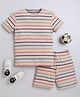 BABY NATION Cotton Half Sleeves Striped Coordinating Tee & Shorts Set - Multi Colour