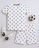 BABY NATION Cotton Half Sleeves Calf Printed Coordinating Tee & Shorts Set - White