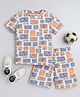 BABY NATION Cotton Half Sleeves Baby Animals Printed Coordinating Tee & Shorts Set - Brown