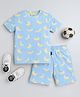 BABY NATION Cotton Half Sleeves Bananas Printed Coordinating Tee & Shorts Set - Blue