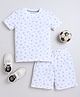 BABY NATION Cotton Half Sleeves Floral Printed Coordinating Tee & Shorts Set - White