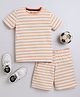 BABY NATION Cotton Half Sleeves Striped Coordinating Tee & Shorts Set - Orange