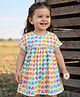 Babyhug Single Jersey Knit Half Sleeves Frock with Heart Print - White