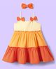Babyhug Cotton Woven Sleeveless Frock With Bow Applique & Headband - Multicolor