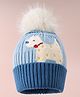 Babyhug Woollen Cap with Doggy Design & Bobble Applique Blue - Diameter 11.5 cm