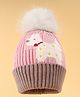 Babyhug Woollen Cap with Doggy Design & Bobble Applique Blue - Diameter 11 cm