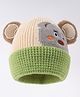 Babyhug Woollen Cap With Bear Face & Ear Applique  Green - Diameter 11 cm
