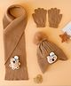 Babyhug Woollen Cap Mitten & Muffler Set with Teddy Embroidery & Applique Brown - Diameter 16 cm