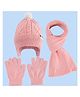 Babyhug Woollen Cap Scarf & Gloves Set with Cable Knit Design Pink - Diameter 11 cm