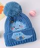 Babyhug Woollen Cap with Pom Pom & Animal Design Blue - Diameter 15 cm