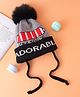 Babyhug Woolen Cap with Pom Pom & Adorable Text Design Grey - Diameter 12 cm