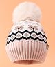 Babyhug Woolen Cap with Pom Pom & Bear Design Light Pink - Diameter 13 cm