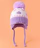 Babyhug Woollen Cap With Knot & Hearts Design Purple - Diameter 13.5 cm