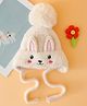 Babyhug Woollen Cap With Bunny Design & Knot Beige - Diameter 14.5 cm