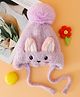 Babyhug Woollen Cap With Bunny Design & Knot Purple - Diameter 14 cm