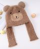 Babyhug Bear Designed Woollen Cap With Knot & Applique Brown - Diameter 12 cm