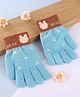 Babyhug Gloves with Bear Design - Light Blue