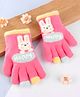 Babyhug Gloves with Bunny Applique - Fuchsia