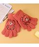 Babyhug Gloves with Bear Design - Coral