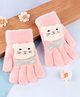 Babyhug Gloves with Kitty Applique - Pink