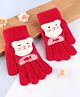 Babyhug Gloves with Kitty Applique - Red