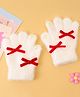Babyhug Solid Coloured Gloves With Bow & Heart Applique -White