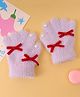 Babyhug Solid Coloured Gloves With Bow & Heart Applique -Purple