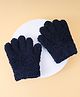 Babyhug Solid Color Fur Gloves - Navy