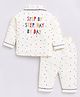 Clt.s Cotton Knitted Full Sleeves Step By Step Day By Day Text Back Printed Coordinating Night Suit Set - Cream