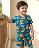 Babyhug Cotton Knit Half Sleeves Co-ords Shorts  Night Suit With Animal Print - Navy Blue