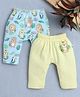 BUMZEE Cotton Pack Of 2 Jungle Theme Printed Diaper Leggings - Yellow & Sky Blue