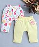 BUMZEE Cotton Pack Of 2 Fruits & Floral Printed Diaper Leggings - White & Yellow