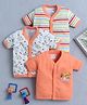 BUMZEE Cotton Pack Of 3 Half Sleeves Striped & Jungle Theme Printed Jhablas - Orange & White