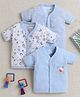 BUMZEE Cotton Pack Of 3 Half Sleeves Striped & Unicorns Printed Jhablas - Sky Blue & White