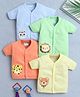 BUMZEE Cotton Pack Of 4 Half Sleeves Baby Animals Printed Jhablas - Orange & Green