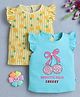 BUMZEE Cotton Pack Of 2 Cap Slevees Pineapple & Disco Ball Printed Tees - Blue & Yellow