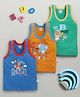 BUMZEE Cotton Pack Of 3 Sleeveless Baby Animals Printed Vests - Orange & Green