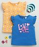 BUMZEE Cotton Pack Of 2 Cap Sleeves Love Text & Bows Printed Tees - Royal Blue & Orange