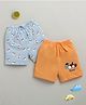 BUMZEE Cotton Pack Of 2 Ball Printed Shorts - Orange & Sky Blue