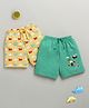 BUMZEE Cotton Pack Of 2 Aeroplane Printed Shorts - Green & Yellow