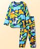 Babyhug Cotton Knit Full Sleeves Co-ord Night Suit With Animal Print - Navy Blue