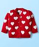 Babyhug Knit Full Sleeves Front Open Sweater with Heart Design - Red