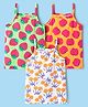 Babyhug 100% Cotton Singlet Tropical Theme Printed Slips Pack Of 3 - Dark Pink Green & Yellow
