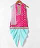 Saka Design Woven Sleeveless Floral Printed Kurta & Churidar Set With Dupatta - Pink & Light Blue