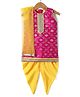 Saka Design Sleeveless Floral Embroidered Kurta & Churidar Set With Dupatta -Yellow & Pink