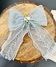 Radhya accessories Bow Applique Detailed & Floral Embroidered Hair Clip -  Blue