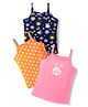 Babyhug 100% Cotton Singlet Sleeves Slips With Polka Dots & Bunny Print Pack of 3 - Pink Navy Blue & Orange
