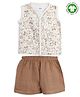 The Boo Boo Club 100% Cotton Muslin Sleeveless Baby Animals Printed Shirt & Shorts Set - Beige